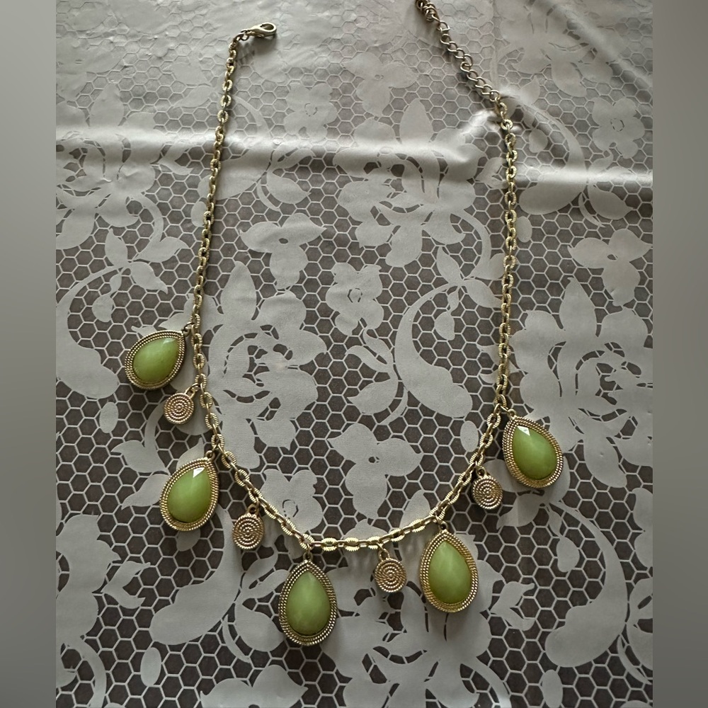 Jade teardrop necklace - costume jewelry